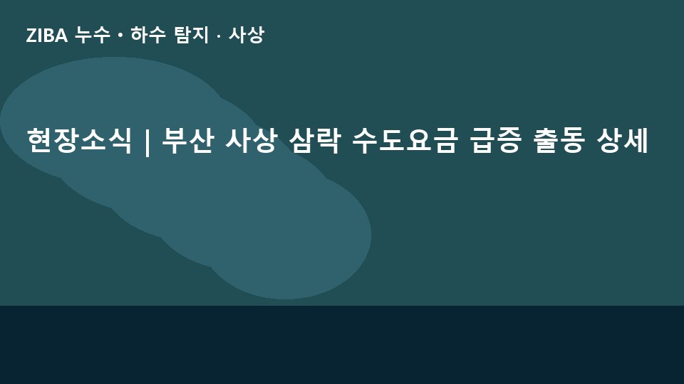 현장소식 | 부산 사상 삼락 수도요금 급증 출동 상세