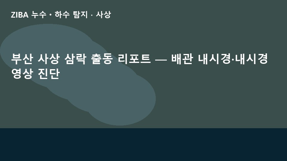 부산 사상 삼락 출동 리포트 — 배관 내시경·내시경 영상 진단